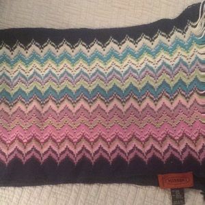 Missoni Orange Label Fringe Wool Blend Scarf